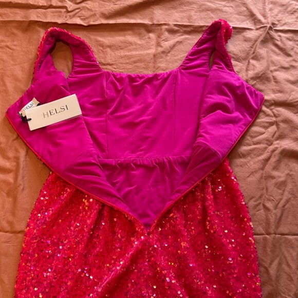 Helsi Rory Stretch Velvet Sequin Mini Dress - French Rose - Large - Picture 12 of 14